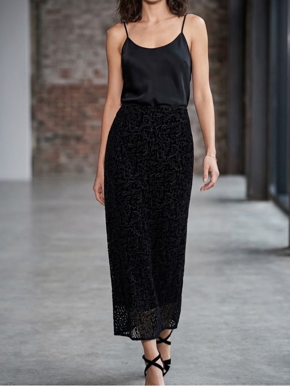 Velvet Burnout Maxi Skirt